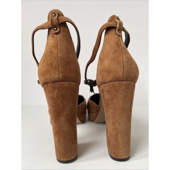 Coach Women’s Suede Block Heel Pumps Brown Size 10 Elegant Designer Shoe - Picture 10 of 15